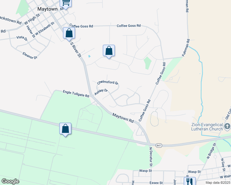 map of restaurants, bars, coffee shops, grocery stores, and more near 145 Chelmsford Drive in Marietta