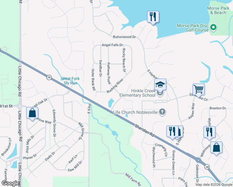 map of restaurants, bars, coffee shops, grocery stores, and more near 19195 Pathway Point in Noblesville