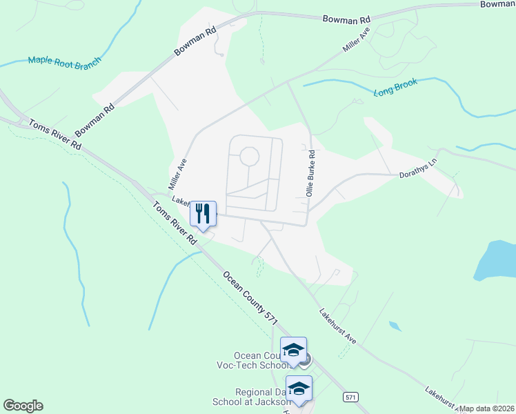 map of restaurants, bars, coffee shops, grocery stores, and more near 124 Douglas Drive in Jackson Township