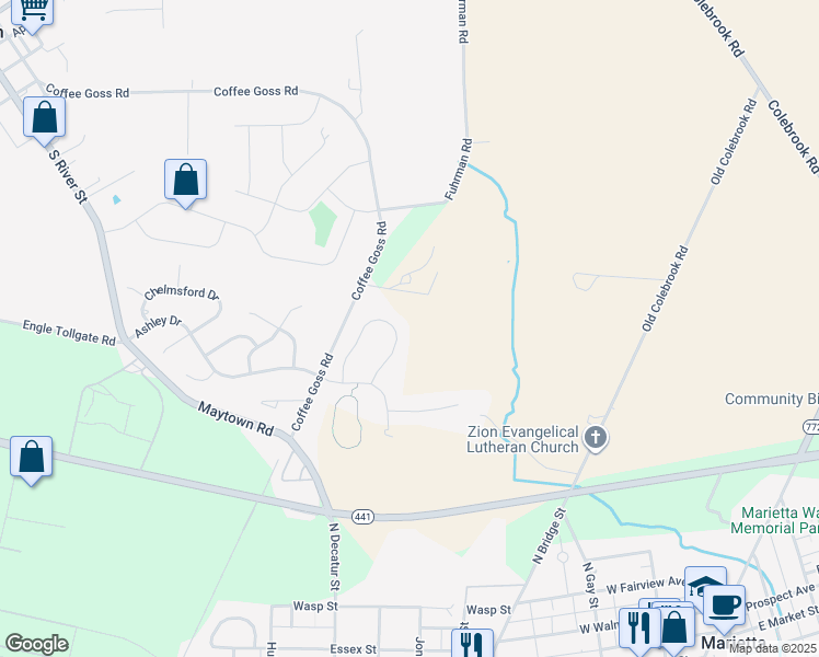 map of restaurants, bars, coffee shops, grocery stores, and more near 400 Alexandria Court in Marietta