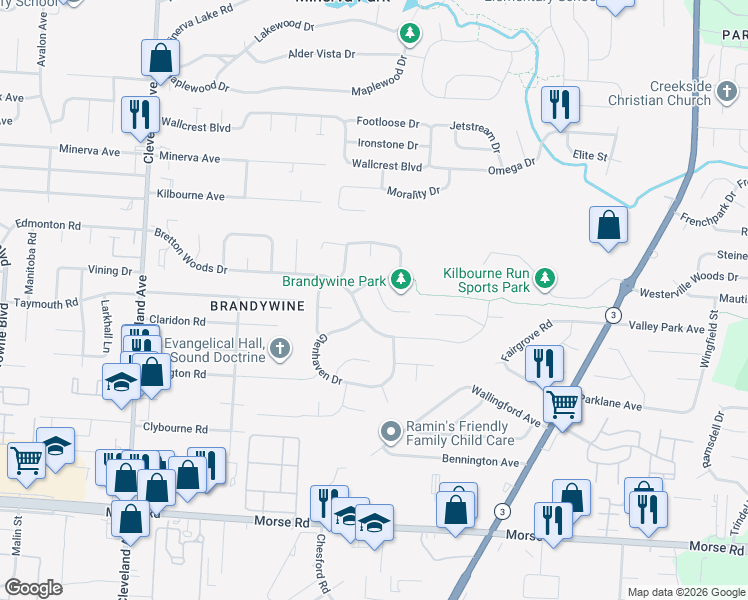 map of restaurants, bars, coffee shops, grocery stores, and more near 4677 Fox River Run in Columbus