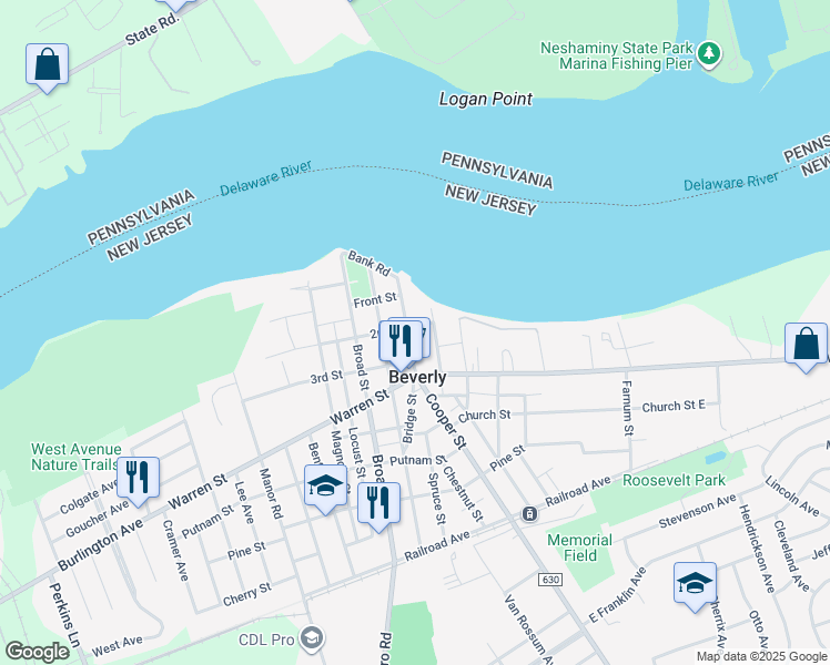 map of restaurants, bars, coffee shops, grocery stores, and more near in Beverly