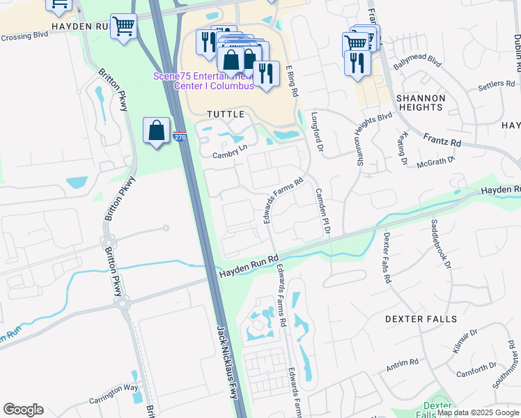 map of restaurants, bars, coffee shops, grocery stores, and more near 5530 Bowland Place South in Dublin