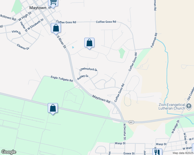 map of restaurants, bars, coffee shops, grocery stores, and more near 137 Chelmsford Drive in Marietta