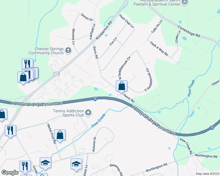 map of restaurants, bars, coffee shops, grocery stores, and more near 502 Pickering Station Drive in Chester Springs