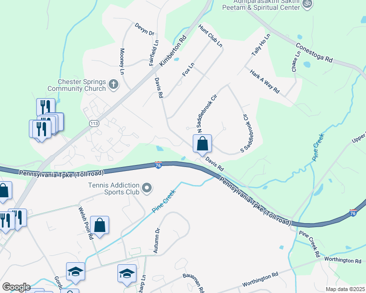 map of restaurants, bars, coffee shops, grocery stores, and more near 502 Pickering Station Drive in Chester Springs
