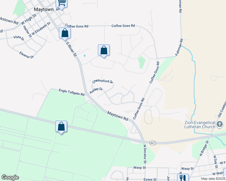 map of restaurants, bars, coffee shops, grocery stores, and more near 135 Chelmsford Drive in Marietta