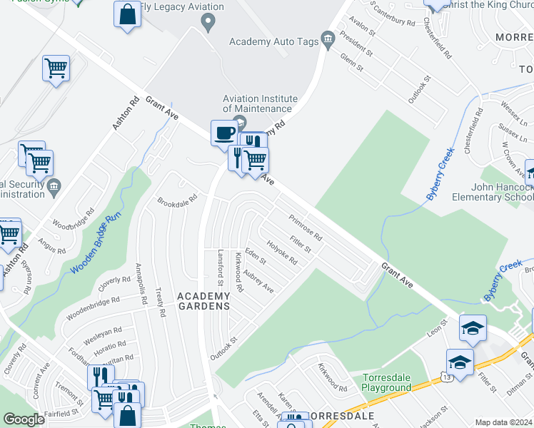 map of restaurants, bars, coffee shops, grocery stores, and more near 3327 Fitler Street in Philadelphia