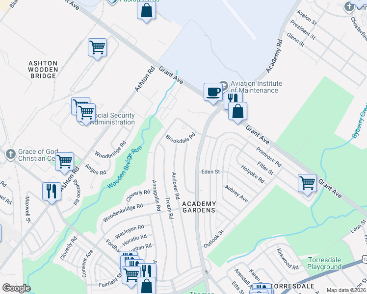 map of restaurants, bars, coffee shops, grocery stores, and more near 9340 Campus Lane in Philadelphia