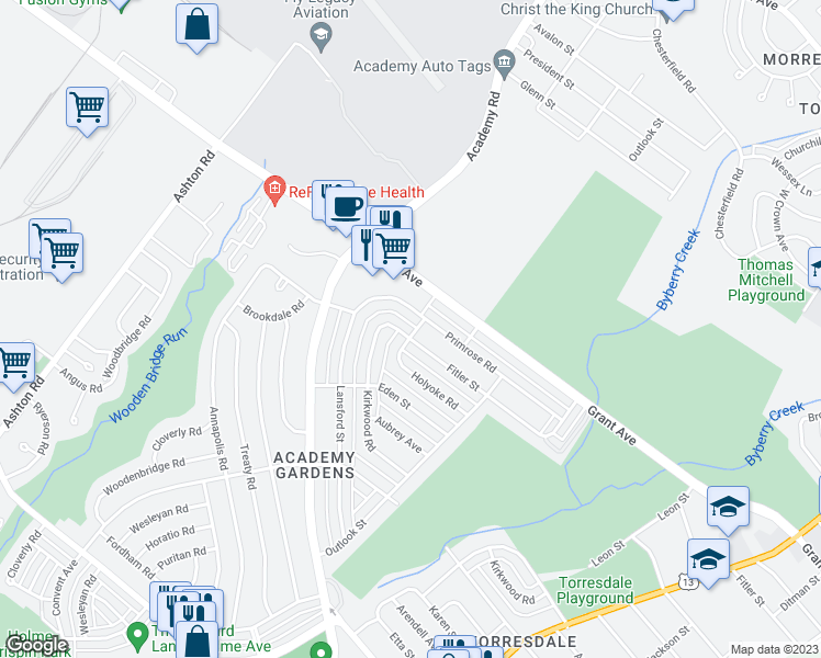 map of restaurants, bars, coffee shops, grocery stores, and more near 3327 Fitler Street in Philadelphia