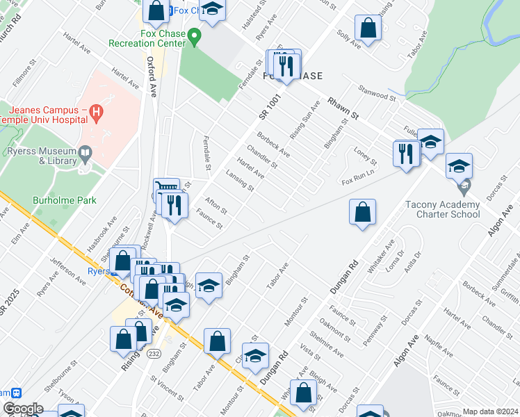 map of restaurants, bars, coffee shops, grocery stores, and more near 1015 Napfle Ave in Philadelphia