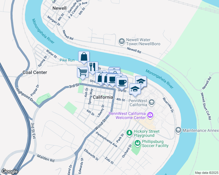 map of restaurants, bars, coffee shops, grocery stores, and more near 227 3rd Street in California