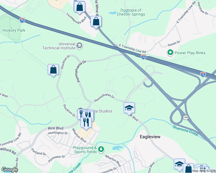 map of restaurants, bars, coffee shops, grocery stores, and more near 781 Constitution Drive in Exton