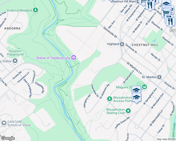 map of restaurants, bars, coffee shops, grocery stores, and more near 607 West Gravers Lane in Philadelphia