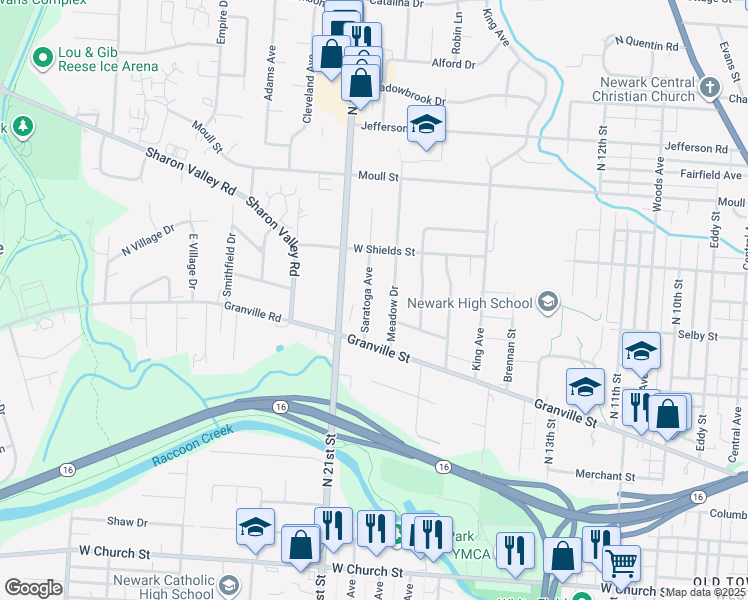 map of restaurants, bars, coffee shops, grocery stores, and more near 678 Saratoga Avenue in Newark