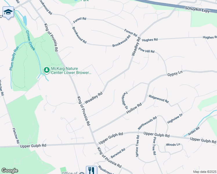 map of restaurants, bars, coffee shops, grocery stores, and more near 896 Weadley Road in Wayne