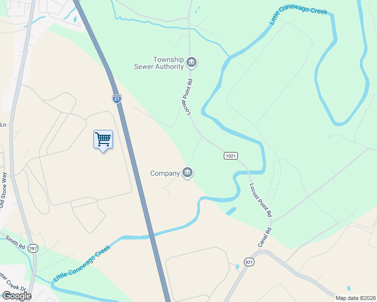 map of restaurants, bars, coffee shops, grocery stores, and more near 45 East Andes Road in York