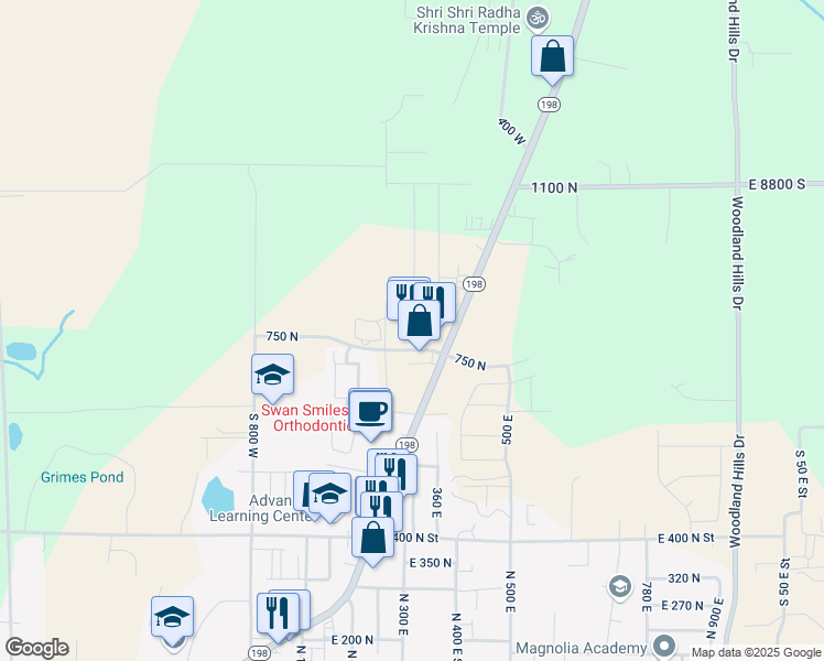 map of restaurants, bars, coffee shops, grocery stores, and more near 795 Highway 198 in Salem