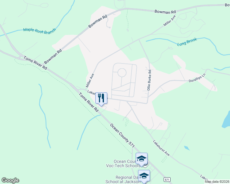 map of restaurants, bars, coffee shops, grocery stores, and more near 137 Douglas Drive in Jackson Township