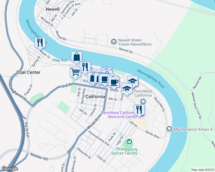 map of restaurants, bars, coffee shops, grocery stores, and more near 257 Wood Street in California