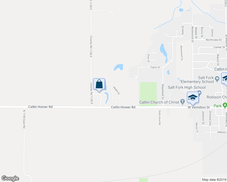 map of restaurants, bars, coffee shops, grocery stores, and more near 403 Maple Drive in Catlin