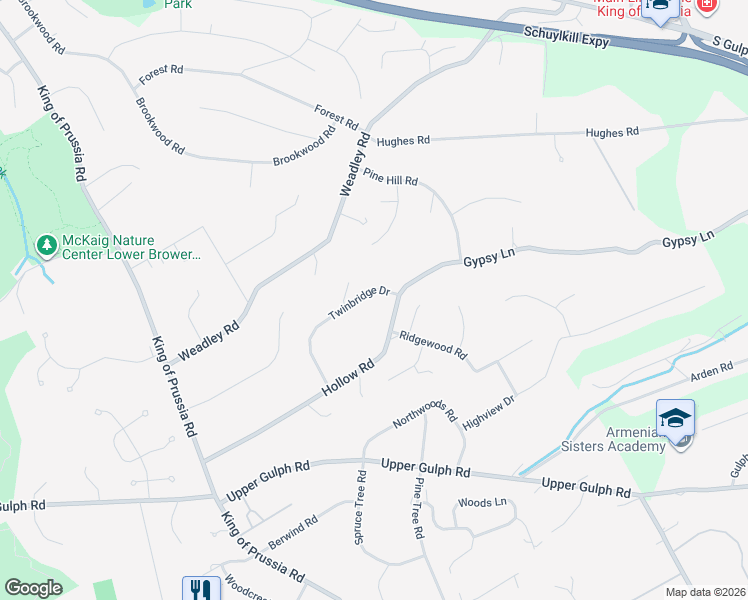 map of restaurants, bars, coffee shops, grocery stores, and more near 647 Hollow Road in Wayne