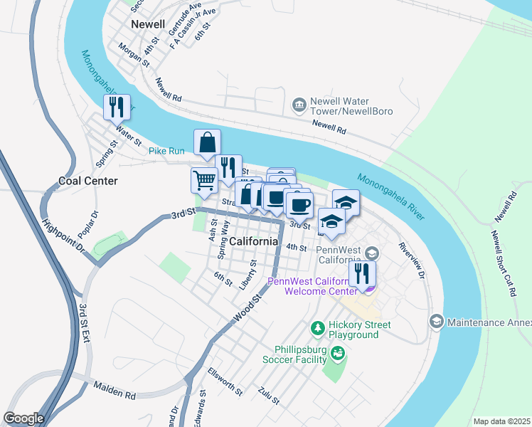 map of restaurants, bars, coffee shops, grocery stores, and more near 227 3rd Street in California
