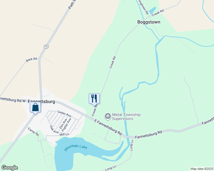 map of restaurants, bars, coffee shops, grocery stores, and more near in Fannettsburg