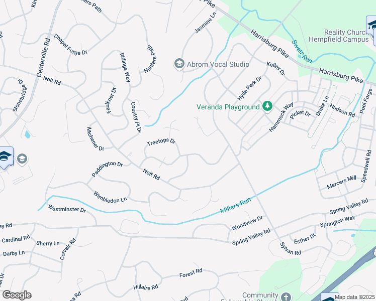 map of restaurants, bars, coffee shops, grocery stores, and more near 301 Winding Hill Drive in Lancaster