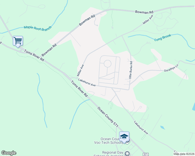 map of restaurants, bars, coffee shops, grocery stores, and more near 763 Lakehurst Avenue in Jackson Township
