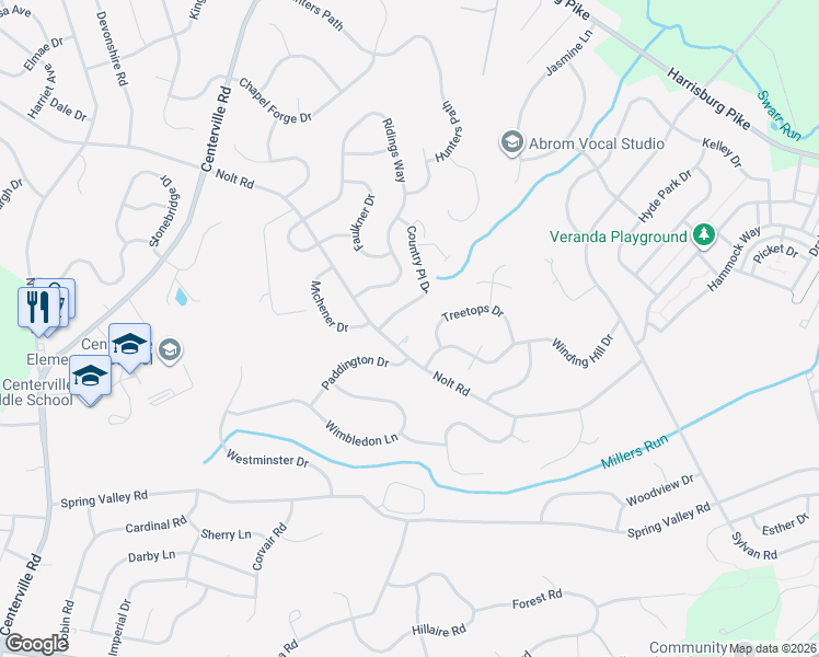 map of restaurants, bars, coffee shops, grocery stores, and more near 800 Paddington Drive in Lancaster