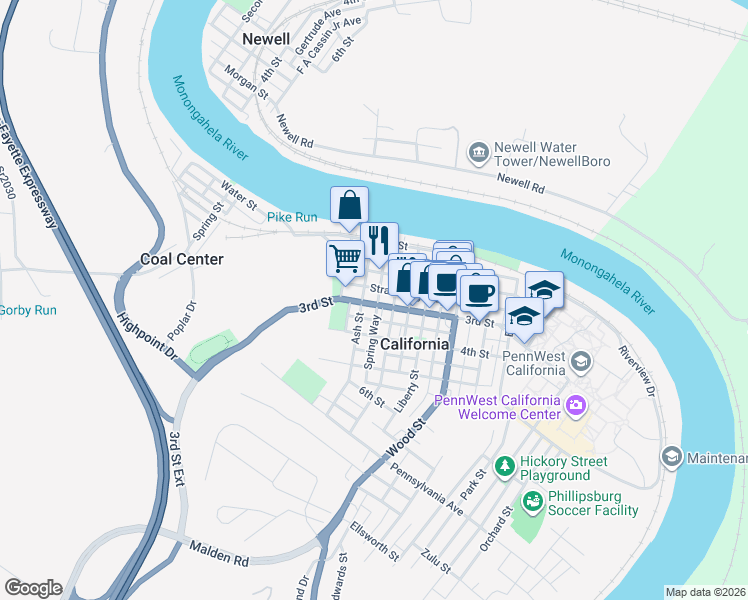 map of restaurants, bars, coffee shops, grocery stores, and more near 122 3rd Street in California