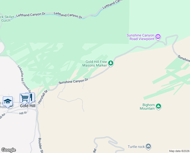 map of restaurants, bars, coffee shops, grocery stores, and more near 9283-9479 Sunshine Canyon Drive in Boulder