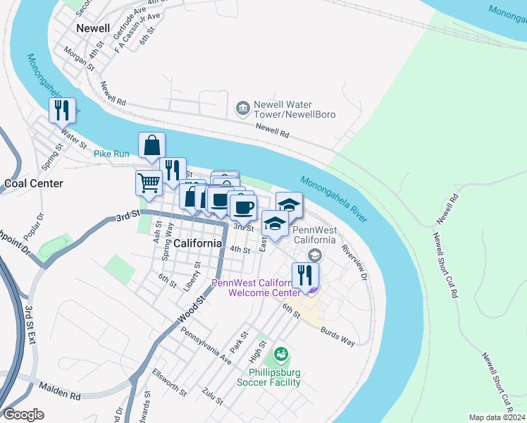 map of restaurants, bars, coffee shops, grocery stores, and more near 535 2nd Street in California