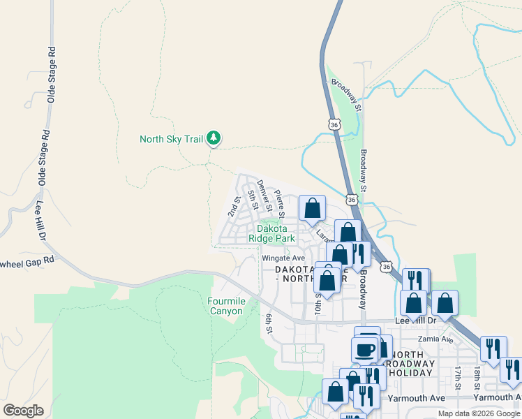 map of restaurants, bars, coffee shops, grocery stores, and more near 533 Laramie Boulevard in Boulder