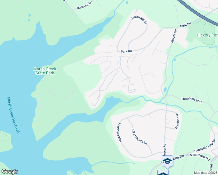map of restaurants, bars, coffee shops, grocery stores, and more near 515 Larkins Bridge Drive in Downingtown