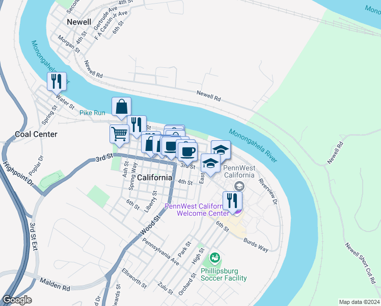 map of restaurants, bars, coffee shops, grocery stores, and more near 457 2nd Street in California