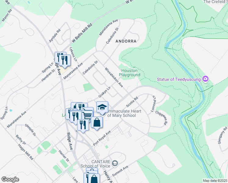map of restaurants, bars, coffee shops, grocery stores, and more near 8614 Sagamore Road in Philadelphia