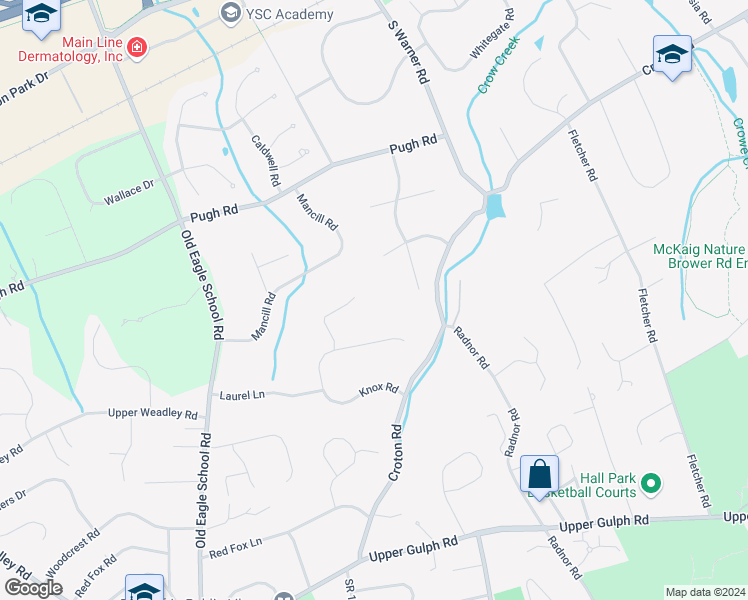 map of restaurants, bars, coffee shops, grocery stores, and more near 686 Knox Road in Wayne