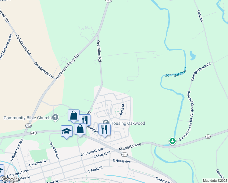 map of restaurants, bars, coffee shops, grocery stores, and more near 16 Honeysuckle Drive in Marietta