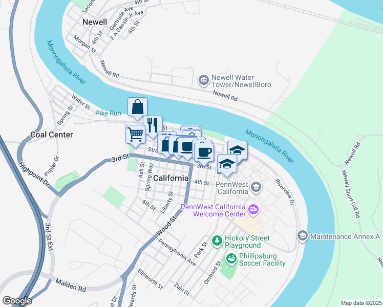 map of restaurants, bars, coffee shops, grocery stores, and more near 257 Wood Street in California