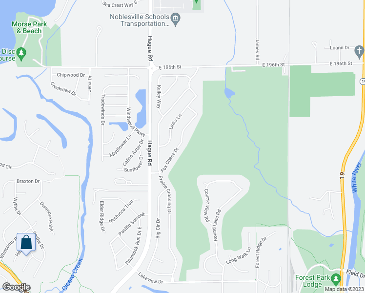 map of restaurants, bars, coffee shops, grocery stores, and more near 19228 Fox Chase Drive in Noblesville