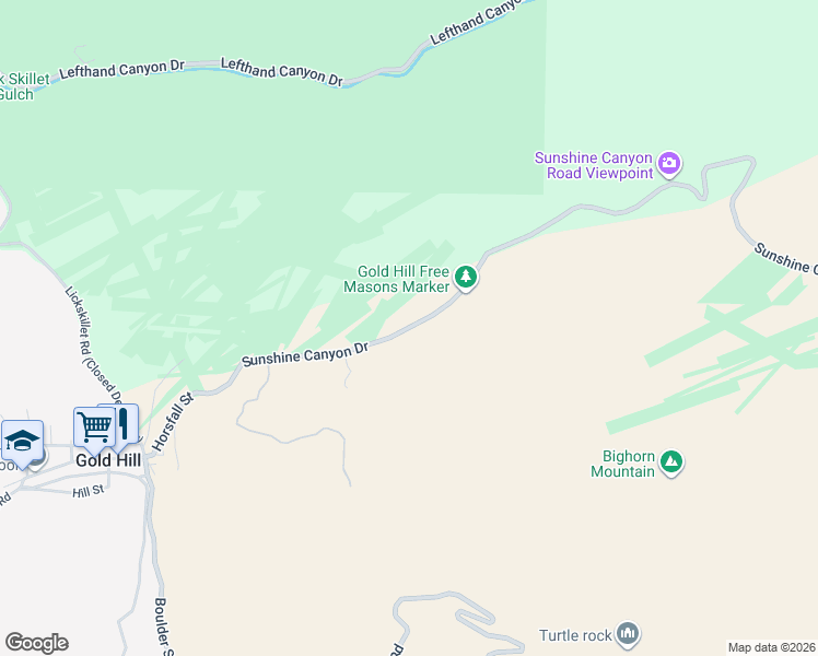 map of restaurants, bars, coffee shops, grocery stores, and more near 9283 Sunshine Canyon Drive in Boulder