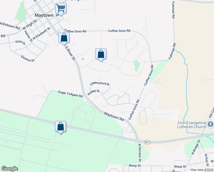 map of restaurants, bars, coffee shops, grocery stores, and more near 102 Chelmsford Drive in Marietta