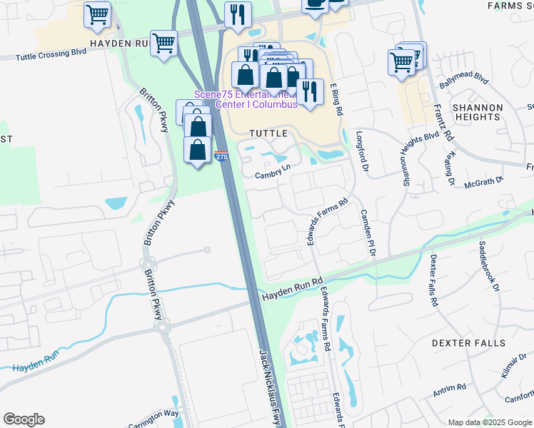 map of restaurants, bars, coffee shops, grocery stores, and more near 4195 Bradhurst Drive in Dublin