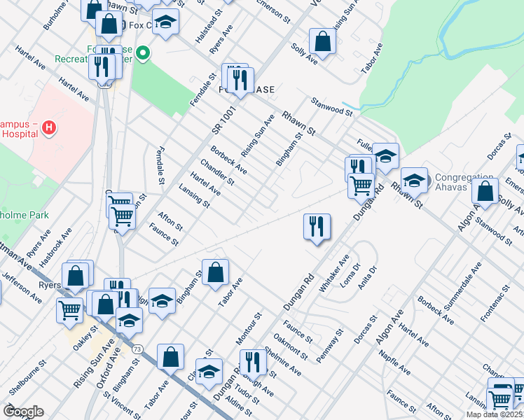 map of restaurants, bars, coffee shops, grocery stores, and more near 1112 Chandler Street in Philadelphia