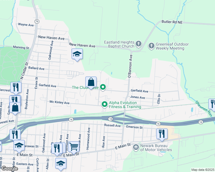 map of restaurants, bars, coffee shops, grocery stores, and more near 258 Quail Creek Drive in Newark