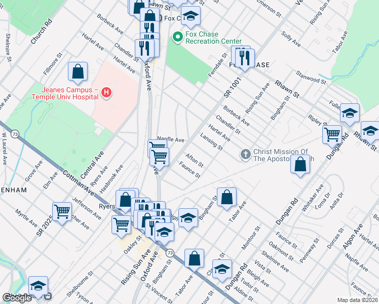 map of restaurants, bars, coffee shops, grocery stores, and more near in Philadelphia