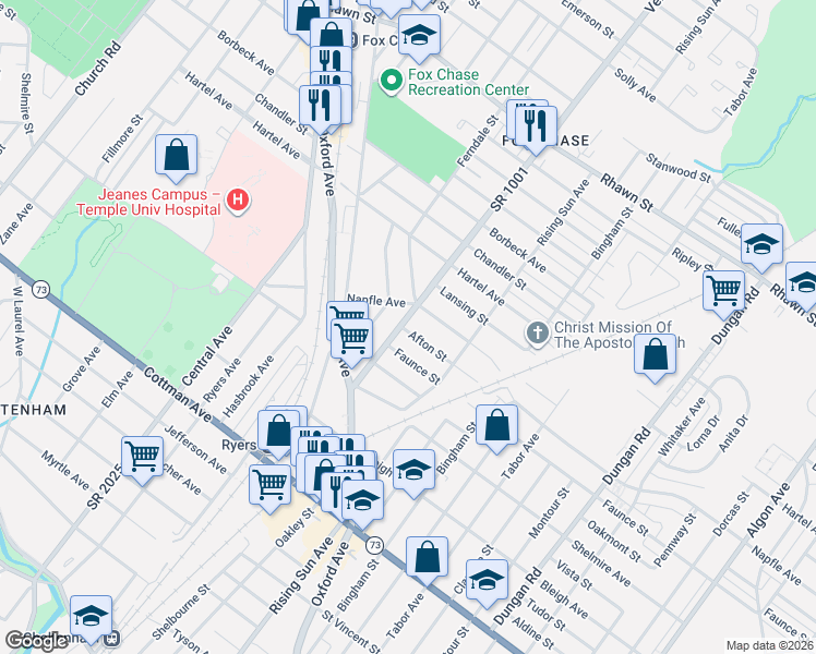 map of restaurants, bars, coffee shops, grocery stores, and more near in Philadelphia
