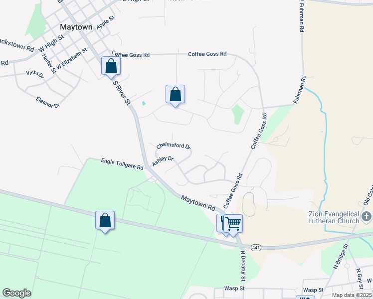 map of restaurants, bars, coffee shops, grocery stores, and more near 102 Chelmsford Drive in Marietta